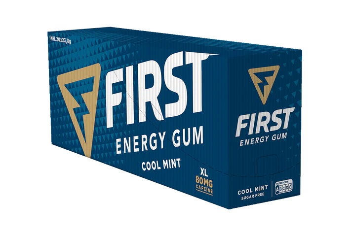 First Energy Gum Cool mint- Cafeïne kauwgom - doos met 15 zakjes